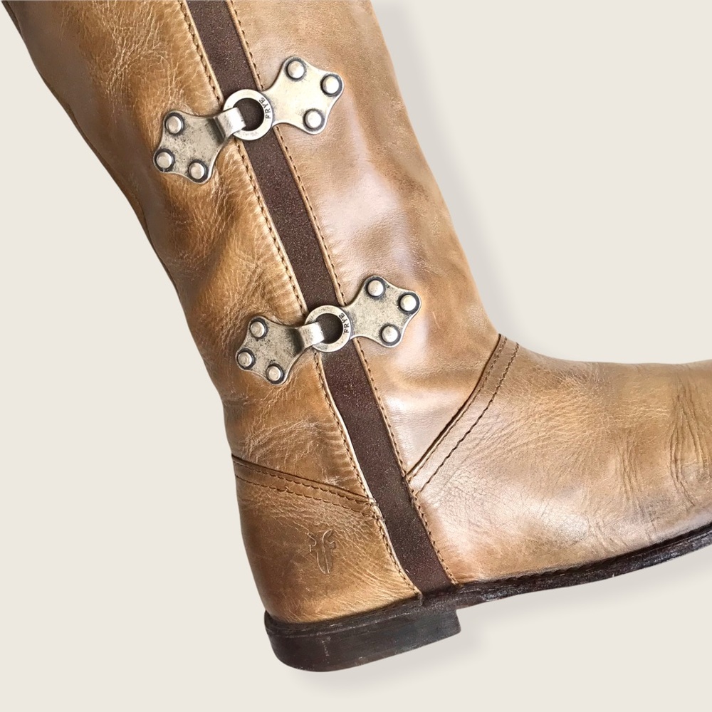 RARE Frye Paige Clovertab Vintage Leather Boots - Picture 8 of 16
